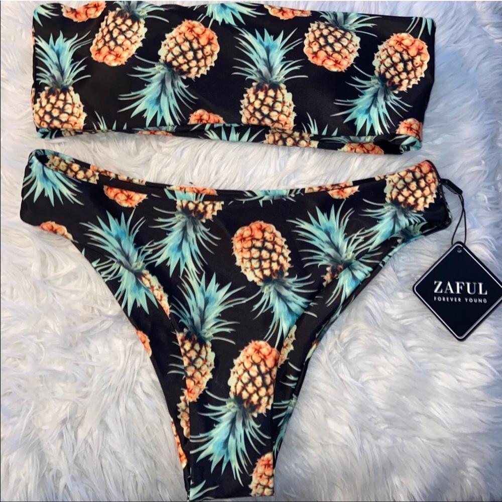 Zaful pineapple bandeau bikini